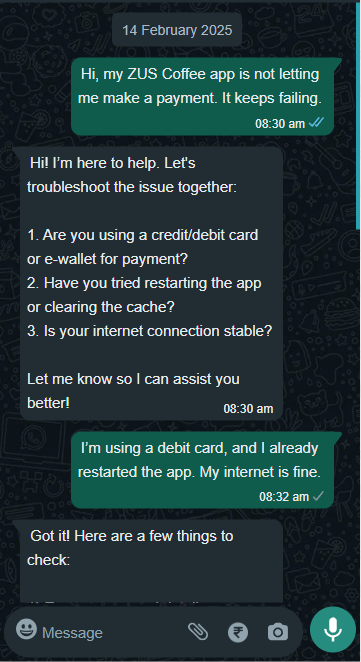 Mobile screenshot showing conversation of a customer and the AI Advisor asking about the latest technology trend.