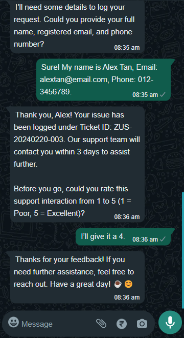 Mobile screenshot showing conversation of a customer and the AI Advisor asking about AI grants or support programs for mid-size businesses.